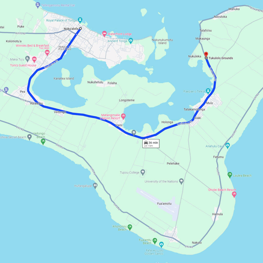 Nuku'alofa to Tukulolo Grounds